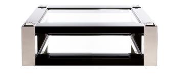 Masque de femme coffee table in numbered edition, clear crystal, black lacquered and polished steel, small size - Lalique